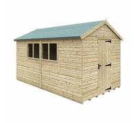Buttercup Farm 14 X 8 Feet Apex Premier 16mm Shed - Solid Wood/softwood/pine - L415 X W235 X H256.3 Cm - Green