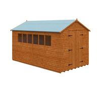 Buttercup Farm 14 X 8 Feet Loglap Workshop 15mm Shed - Solid Wood/softwood/pine - L415 X W235 X H254.5 Cm - Burnt Orange
