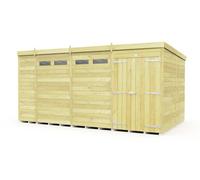 Buttercup Farm 14 X 8 Feet Pent Security Shed - Double Door - Wood - L231 X W417 X H201 Cm