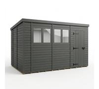 Buttercup Farm 14ft x 10ft Composite Pent Garden Shed Single Door With Windows in Grey Buttercup Farm Grey