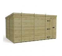 Buttercup Farm 14ft x 10ft Pent Garden Shed Single Door No Windows - Timber in Brown Buttercup Farm Brown