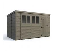 Buttercup Farm 14ft x 9ft Composite Pent Garden Shed Single Door With Windows in Grey Buttercup Farm Grey
