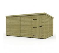 Buttercup Farm 14ft x 9ft Pent Garden Shed Single Door No Windows - Timber in Brown Buttercup Farm Brown