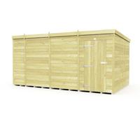 Buttercup Farm 15 X 8 Feet Pent Shed - Single Door Without Windows - Wood - L231 X W454 X H201 Cm