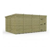 Buttercup Farm 15ft x 10ft Pent Garden Shed Single Door No Windows - Timber in Brown Buttercup Farm Brown