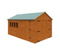 Buttercup Farm 16 X 10 Feet Garage 12mm Shed - Solid Wood/softwood/pine - L475 X W295 X H272.7 Cm - Burnt Orange