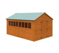 Buttercup Farm 16 X 10 Feet Xl Workshop 12mm Shed - Solid Wood/softwood/pine - L475 X W295 X H268.5 Cm - Burnt Orange