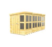 16 x 6 Feet Pent Potting Shed - Wood - L178 x W474 x H201 cm