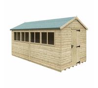 Buttercup Farm 16 X 8 Feet Apex Premier 16mm Shed - Solid Wood/softwood/pine - L475 X W235 X H256.3 Cm - Green