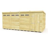 Buttercup Farm 16 X 8 Feet Pent Security Shed - Single Door - Wood - L231 X W474 X H201 Cm
