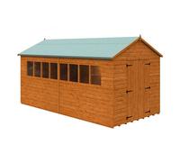Buttercup Farm 16 X 8 Feet Xl Workshop 12mm Shed - Solid Wood/softwood/pine - L475 X W235 X H254.5 Cm - Burnt Orange