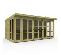 Buttercup Farm 16ft x 10ft Georgian Pent Summer House - Pressure Treated Timber in Brown Buttercup Farm Brown