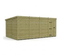 Buttercup Farm 16ft x 10ft Pent Garden Shed Single Door No Windows - Timber in Brown Buttercup Farm Brown