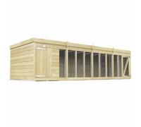 Buttercup Farm 16Ft X 4Ft Dog Kennel And Run - Wood - L127 X W474 X H127 Cm