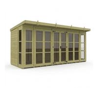 Buttercup Farm 16ft x 6ft Georgian Pent Summer House - Pressure Treated Timber in Brown Buttercup Farm Brown