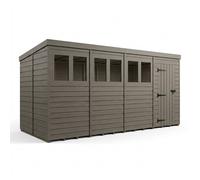 Buttercup Farm 16ft x 9ft Composite Pent Garden Shed Single Door With Windows in Grey Buttercup Farm Grey