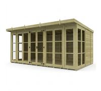 Buttercup Farm 16ft x 9ft Georgian Pent Summer House - Pressure Treated Timber in Brown Buttercup Farm Brown