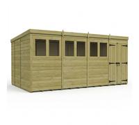Buttercup Farm 16ft x 9ft Pent Garden Shed Double Door With Windows - Timber in Natural Buttercup Farm Natural