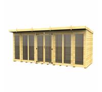 Buttercup Farm 16x6 ft Pent Summer House (Full Height Window) - L178 x W474 x H201 cm in Brown Buttercup Farm Brown
