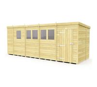 Buttercup Farm 17 X 6 Feet Pent Shed - Single Door With Windows - Wood - L178 X W492 X H201 Cm