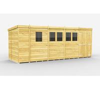 Buttercup Farm 17 X 7 Feet Pent Shed - Double Door With Windows - Wood - L214 X W492 X H201 Cm