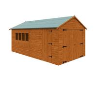 Buttercup Farm 18 X 10 Feet Garage 12mm Shed - Solid Wood/softwood/pine - L535 X W295 X H272.7 Cm - Burnt Orange