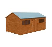 Buttercup Farm 18 X 10 Feet Workman Apex 12mm Shed - Solid Wood/softwood/pine - L535 X W295 X H268.5 Cm - Burnt Orange