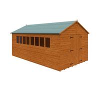 Buttercup Farm 18 X 10 Feet Xl Workshop 12mm Shed - Solid Wood/softwood/pine - L535 X W295 X H268.5 Cm - Burnt Orange