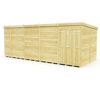 Buttercup Farm 18 X 8 Feet Pent Shed - Double Door Without Windows - Wood - L231 X W533 X H201 Cm