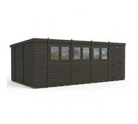 Buttercup Farm 18ft x 10ft Composite Pent Garden Shed Single Door With Windows in Grey Buttercup Farm Grey