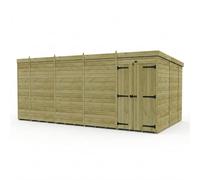 Buttercup Farm 18ft x 10ft Pent Garden Shed Double Door No Windows - Timber in Brown Buttercup Farm Brown