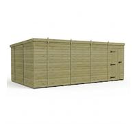 Buttercup Farm 18ft x 10ft Pent Garden Shed Single Door No Windows - Timber in Brown Buttercup Farm Brown