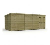 Buttercup Farm 18ft x 9ft Pent Garden Shed Double Door No Windows - Timber in Brown Buttercup Farm Brown