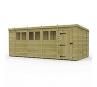 Buttercup Farm 18ft x 9ft Pent Garden Shed Single Door With Windows - Timber in Brown Buttercup Farm Brown