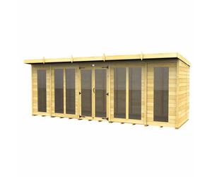 Buttercup Farm 18x6 ft Pent Summer House (Full Height Window) - L178 x W533 x H201 cm in Brown Buttercup Farm Brown