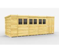 Buttercup Farm 19 X 6 Feet Pent Shed - Double Door With Windows - Wood - L178 X W560 X H201 Cm