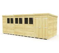 Buttercup Farm 19 X 8 Feet Pent Shed - Double Door With Windows - Wood - L231 X W560 X H201 Cm