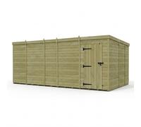 Buttercup Farm 19ft x 9ft Pent Garden Shed Single Door No Windows - Timber in Brown Buttercup Farm Brown