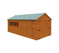 Buttercup Farm 20 X 10 Feet Garage 12mm Shed - Solid Wood/softwood/pine - L595 X W295 X H272.7 Cm - Burnt Orange