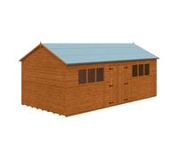 Buttercup Farm 20 X 10 Feet Workman Apex 12mm Shed - Solid Wood/softwood/pine - L595 X W295 X H268.5 Cm - Burnt Orange