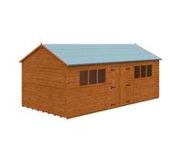 Buttercup Farm 20 X 10 Feet Workman Apex 12mm Shed - Solid Wood/softwood/pine - L595 X W295 X H268.5 Cm - Burnt Orange