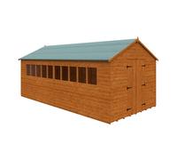 Buttercup Farm 20 X 10 Feet Xl Workshop 12mm Shed - Solid Wood/softwood/pine - L595 X W295 X H268.5 Cm - Burnt Orange