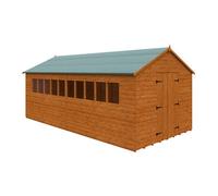 Buttercup Farm 20 X 10 Feet Xl Workshop 12mm Shed - Solid Wood/softwood/pine - L595 X W295 X H268.5 Cm - Burnt Orange