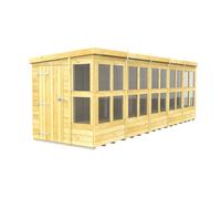 20 x 6 Feet Pent Potting Shed - Wood - L178 x W589 x H201 cm