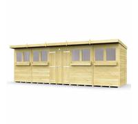 Buttercup Farm 20 X 7 Feet Pent Summer Shed - Wood - L214 X W589 X H201 Cm