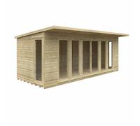 Buttercup Farm 20 X 8 Feet Tanalised Garden Studio 16mm Shed - Solid Wood/softwood/pine - L595 X W235 X H242.2 Cm - Green