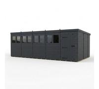 Buttercup Farm 20ft x 10ft Composite Pent Garden Shed Single Door With Windows in Grey Buttercup Farm Grey
