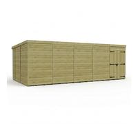 Buttercup Farm 20ft x 10ft Pent Garden Shed Double Door No Windows - Timber in Brown Buttercup Farm Brown