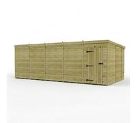 Buttercup Farm 20ft x 10ft Pent Garden Shed Single Door No Windows - Timber in Brown Buttercup Farm Brown
