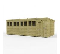 Buttercup Farm 20ft x 10ft Pent Garden Shed Single Door With Windows - Timber in Brown Buttercup Farm Brown